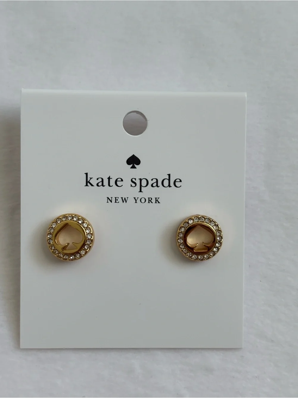 Kate Spade Spot The Spade Gold Pave Halo Stud Earrings